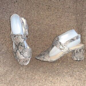 COLE HAAN-ADELE-Metallic Snakeskin Nubuck-Slingback Sandals-Sz 9B-Near Mint
